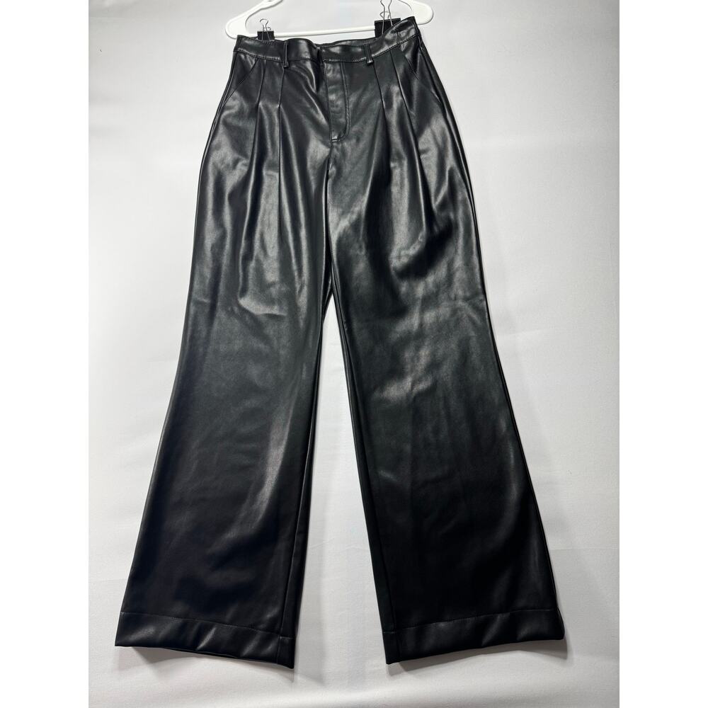 7 For All Mankind Women's Black Wide Leg Faux Leather‎ Pants - Size M (28x30)*